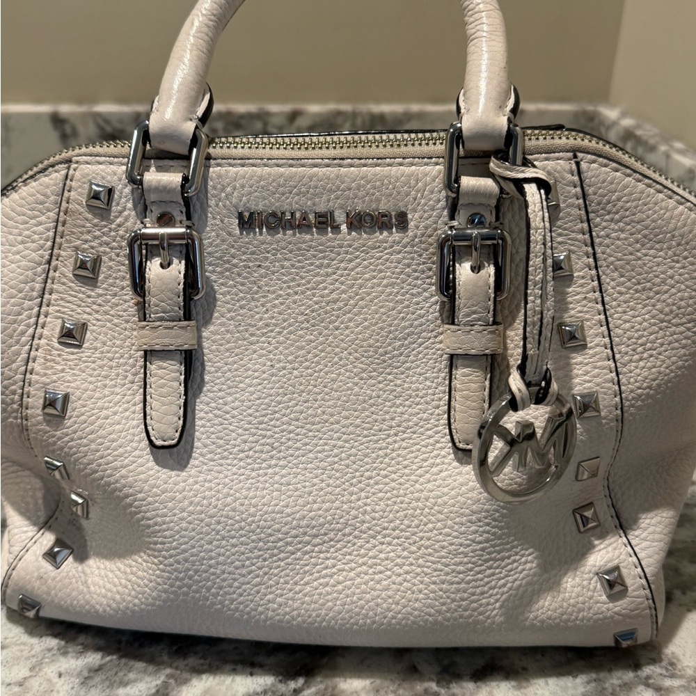 Michael Kors off white crossbody Satchel with Silver-tone Hardware